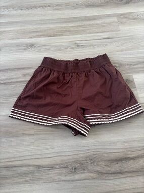 Caroline Constas Small Brown Embroidered Hem Shorts